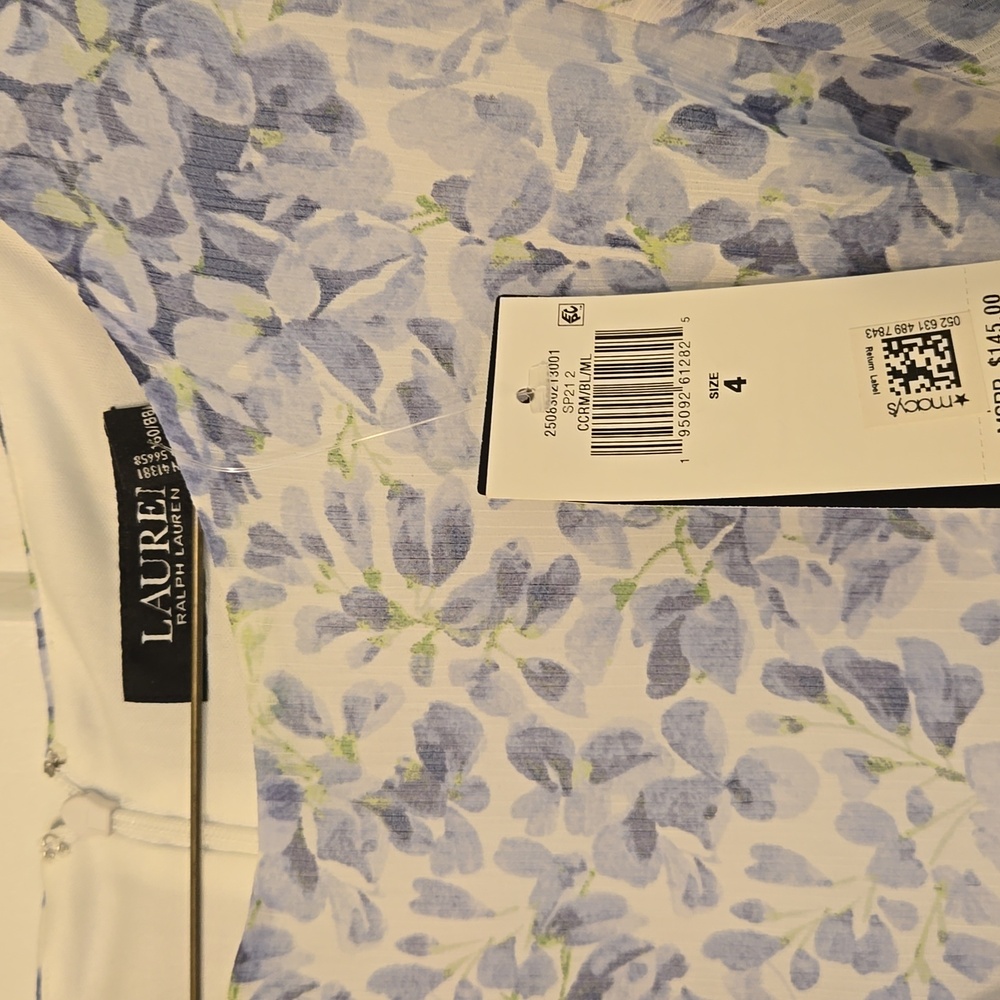 NWT Ralph Lauren Blue Floral Dress  Size 4 - Picture 2 of 10
